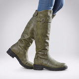 Women's Orthopaedic Tall Boots with Adjustable Buckle – Olive green