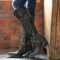 Women's Orthopaedic Knee-High Boots with Block Heel – Black