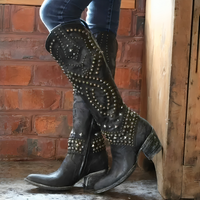 Women's Orthopaedic Knee-High Boots with Block Heel – Black