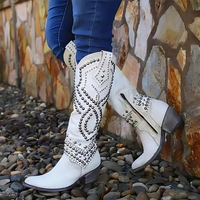 Women's Orthopaedic Knee-High Boots with Block Heel – White
