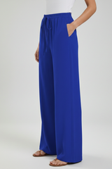 Women's Palazzo Trousers with Drawstring Waist & Side Pockets