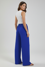 Women's Palazzo Trousers with Drawstring Waist & Side Pockets