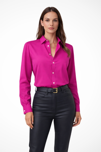 Women's Relaxed Fit Long Sleeve V Neck Blouse - Casual Everyday Wear