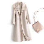 Women's Reversible Wool Coat – Single-Button Winter Coat – Ivory