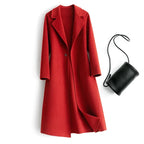 Women's Reversible Wool Coat – Single-Button Winter Coat – French Red