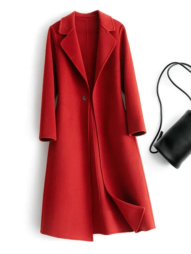 Women's Reversible Wool Coat – Single-Button Winter Coat