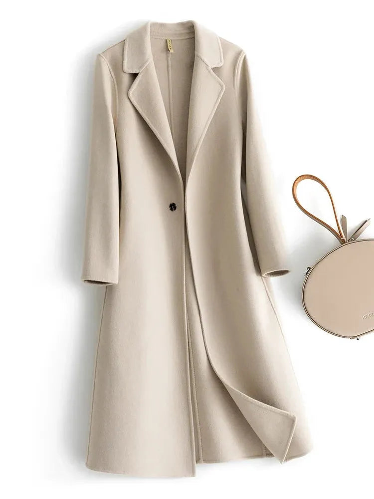 Women's Reversible Wool Coat – Single-Button Winter Coat