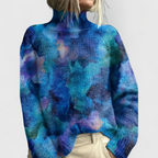 Women's Roll Neck Jumper – Relaxed Fit Knit – Blue