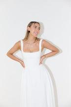 Women's Sleeveless Midi Dress in Square Neckline Design for Casual or Formal Occasions