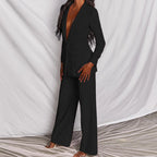 Women's Slim Fit Blazer and Trouser Set - Tailored Business Attire for Work