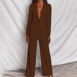 Women's Slim Fit Blazer and Trouser Set - Tailored Business Attire for Work