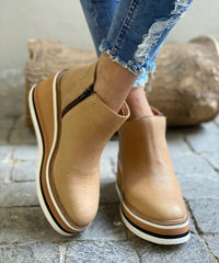 Women's Minimalist Ankle Boots – Office & Casual – Beige