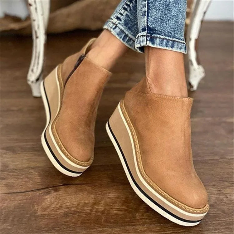 Women's Minimalist Ankle Boots – Office & Casual – Khaki