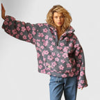 Women's Bold Floral Knit Jumper – Loose Fit – Pink