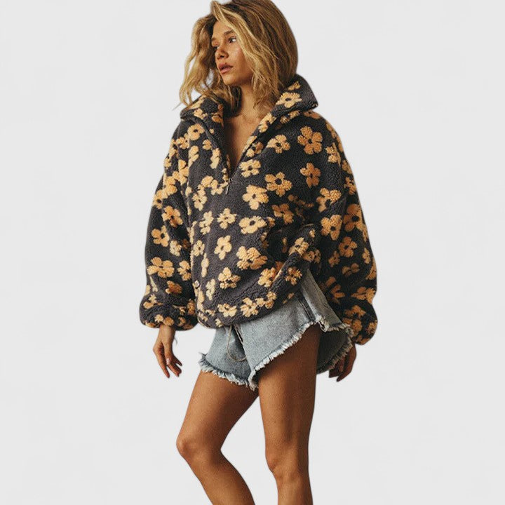Women's Bold Floral Knit Jumper – Loose Fit