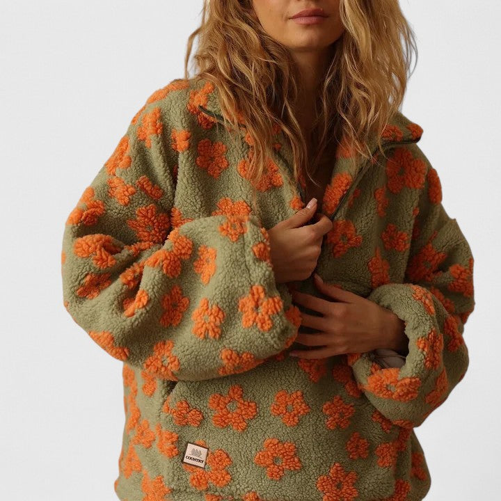 Women's Bold Floral Knit Jumper – Loose Fit