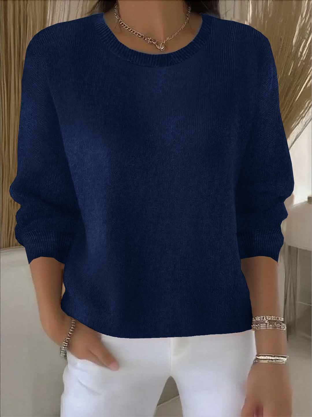 Women's Soft Knit Jumper – Everyday Layering – Dark Blue