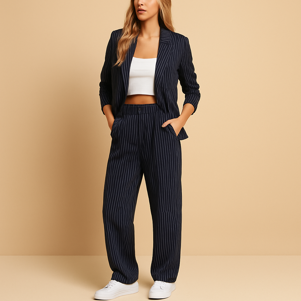Women's Tailored Blazer and Trousers Set | Professional Office Wear | Versatile Work Outfit | Comfortable Fit