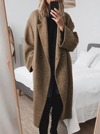 Women's Cotton Blend Tailored Overcoat – Brown