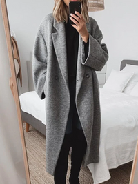 Women's Cotton Blend Tailored Overcoat – Grey