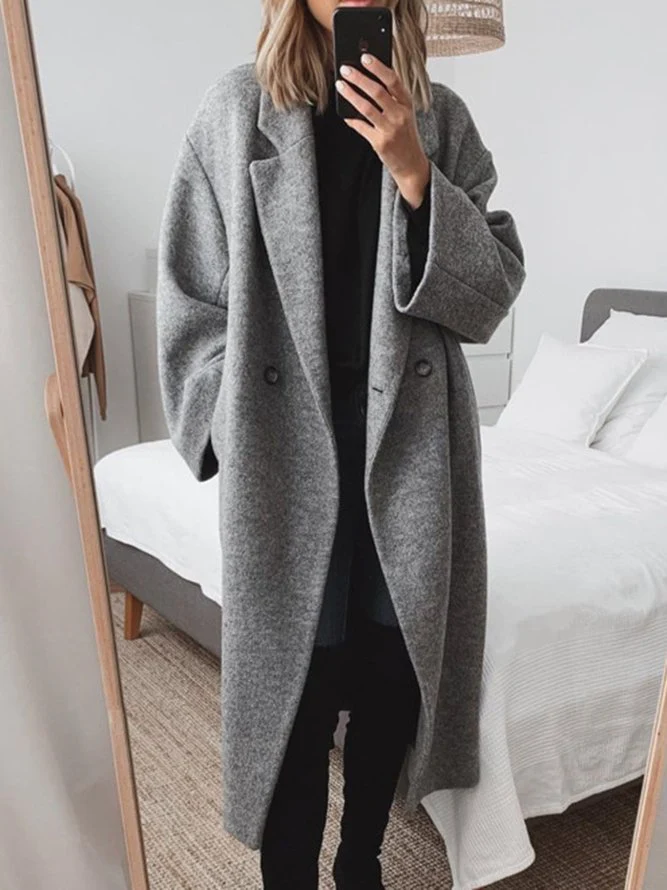 Women's Cotton Blend Tailored Overcoat – Grey