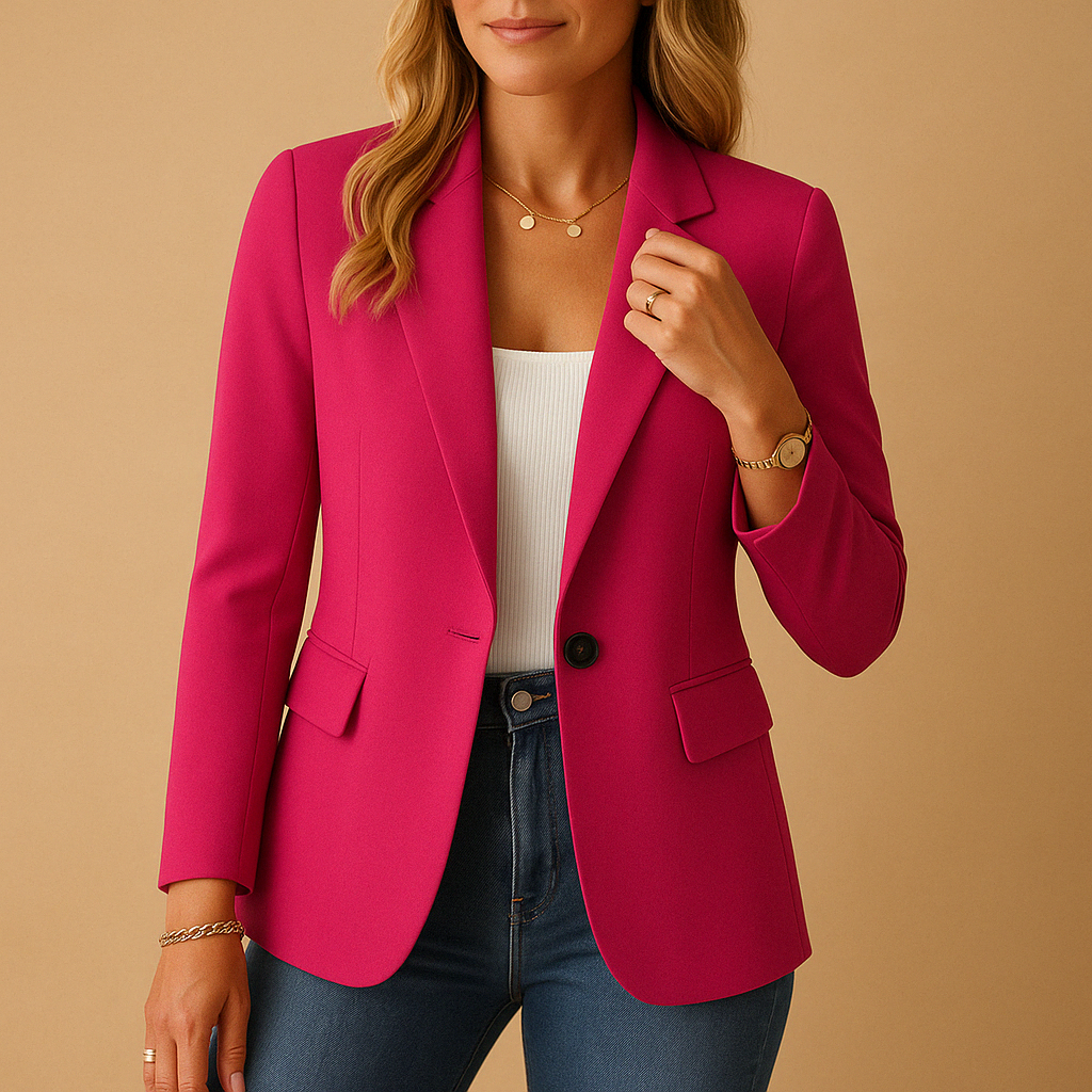 Women's Tailored Single-Breasted Blazer – Office & Casual – Pink