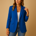 Women's Tailored Single-Breasted Blazer – Office & Casual – Blue