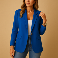Women's Tailored Single-Breasted Blazer – Office & Casual – Blue