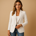 Women's Tailored Single-Breasted Blazer – Office & Casual – White