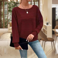 Women's Textured Knit Jumper – Long Sleeve – Red