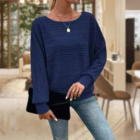 Women's Textured Knit Jumper – Long Sleeve – Blue
