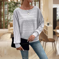 Women's Textured Knit Jumper – Long Sleeve – Light Grey
