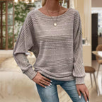 Women's Textured Knit Jumper – Long Sleeve – Grey