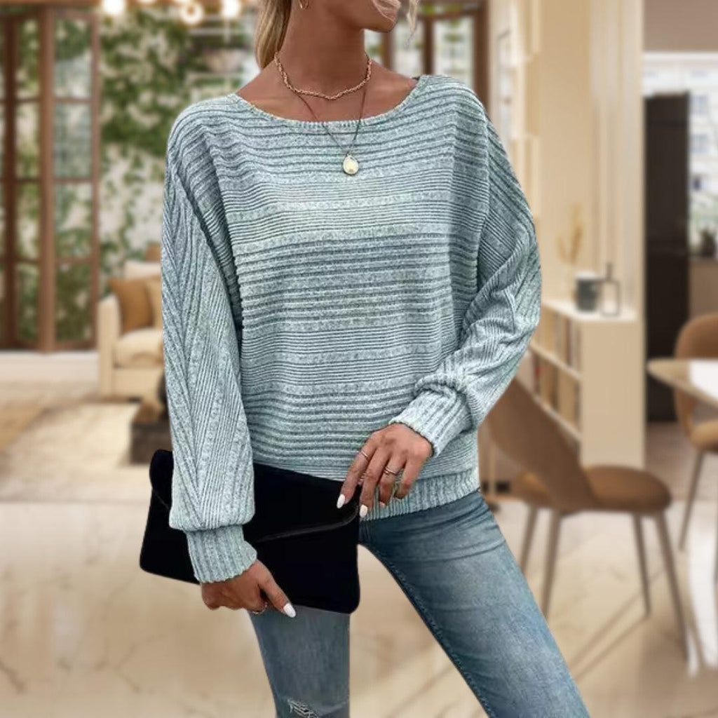 Women's Textured Knit Jumper – Long Sleeve – Light Blue