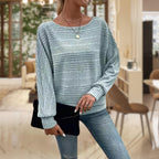 Women's Textured Knit Jumper – Long Sleeve – Light Blue