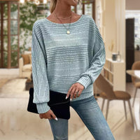 Women's Textured Knit Jumper – Long Sleeve – Light Blue