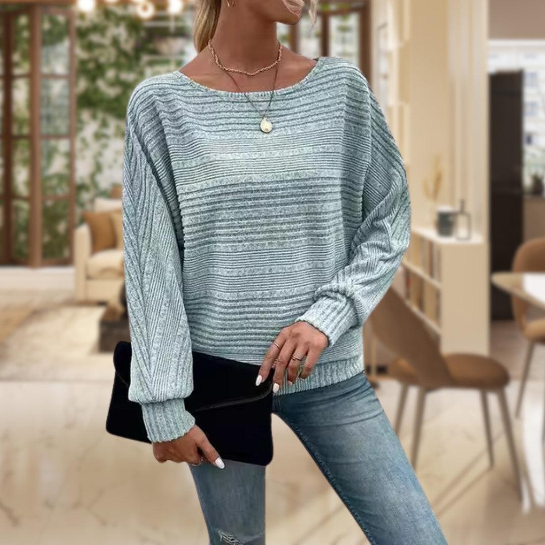 Women's Textured Knit Jumper – Long Sleeve – Light Blue