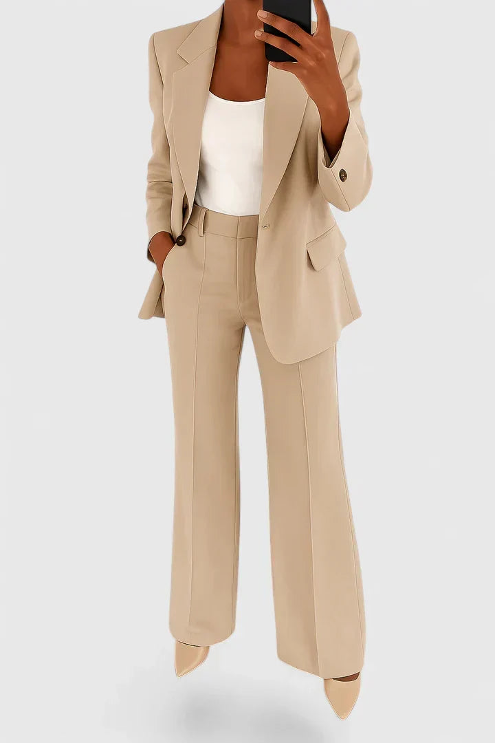 Women's Two-Piece Trouser Suit – Office & Events – Beige