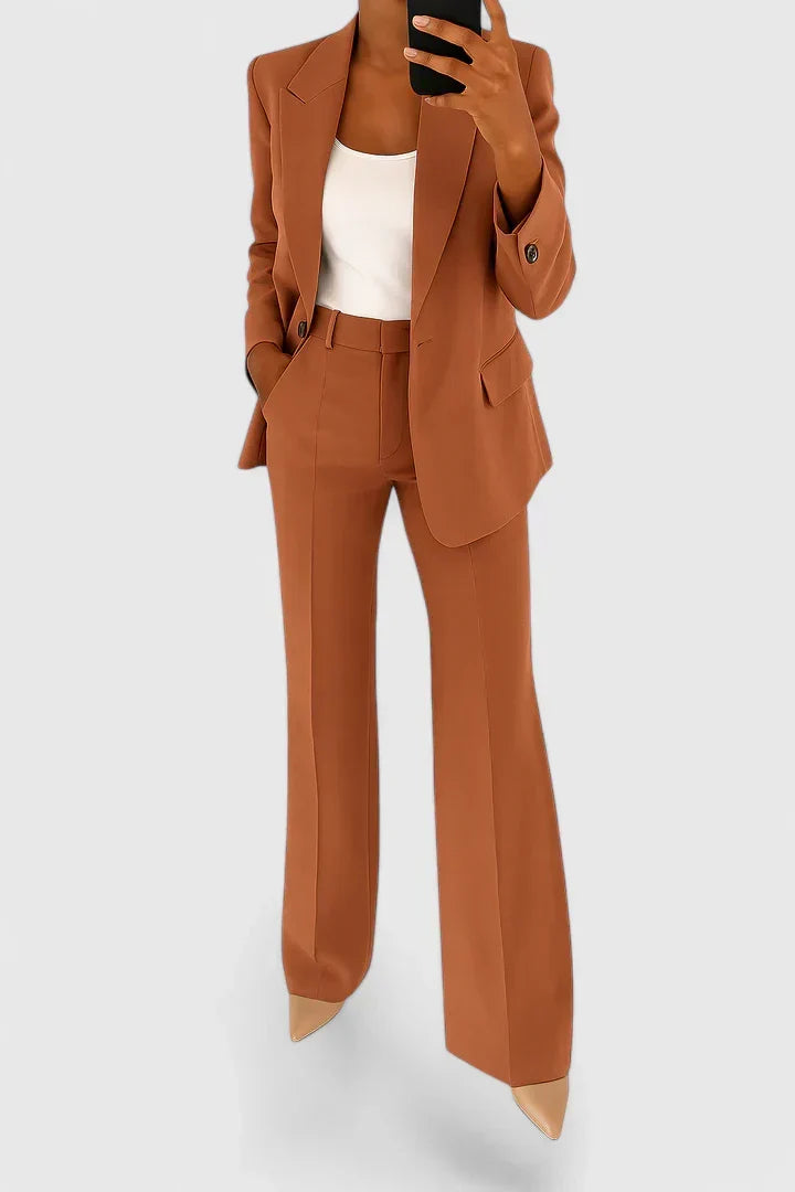 Women's Two-Piece Trouser Suit – Office & Events – Brown