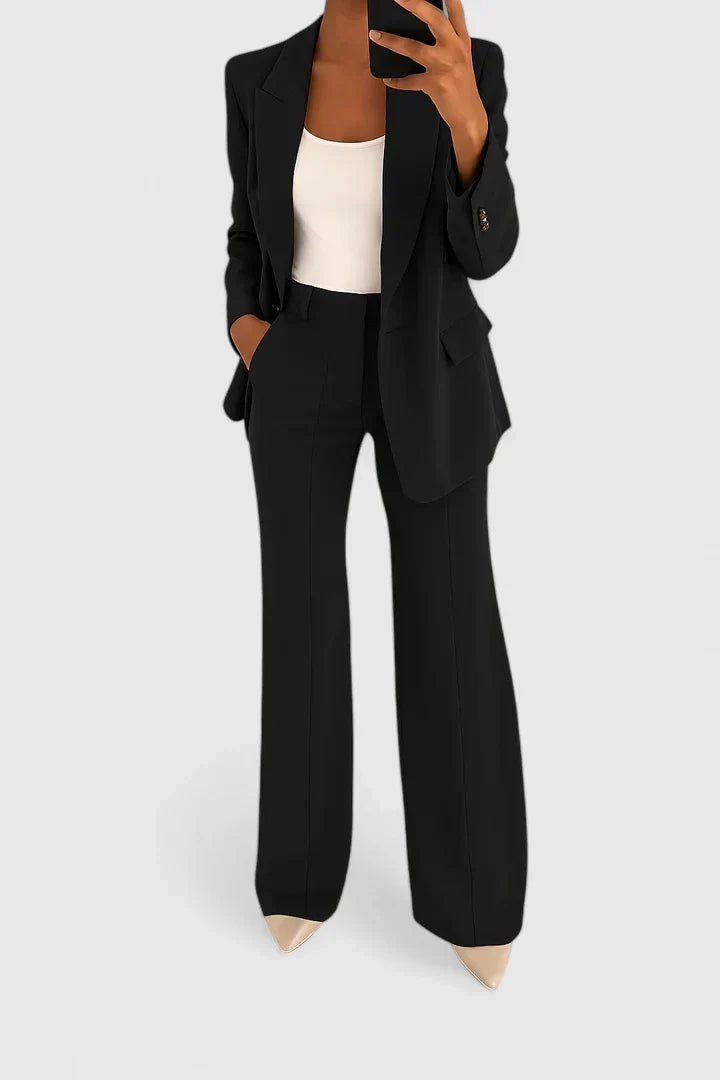 Women's Two-Piece Trouser Suit – Office & Events – Black