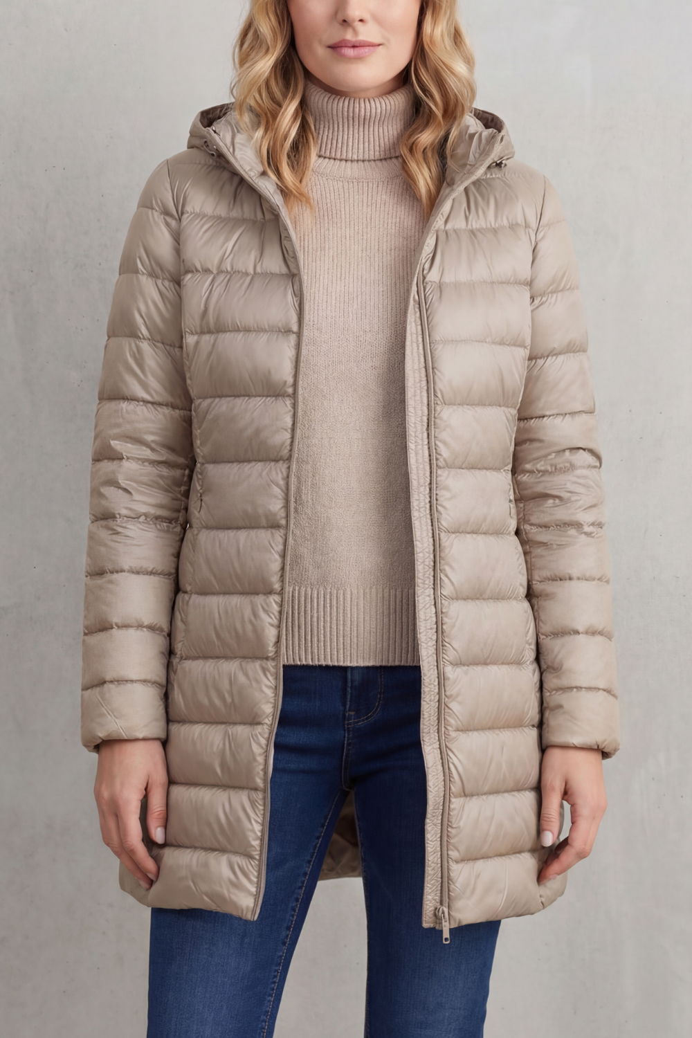 Women's Ultra-Lightweight Hooded Down Jacket – Khaki