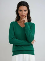 Women's Fitted V-Neck Long Sleeve Jumper – Green