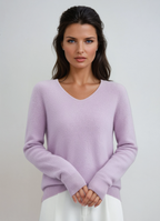 Women's Fitted V-Neck Long Sleeve Jumper – Purple