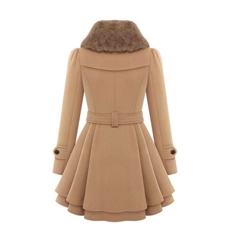 Women's Faux Fur Trimmed Belted Trench Coat