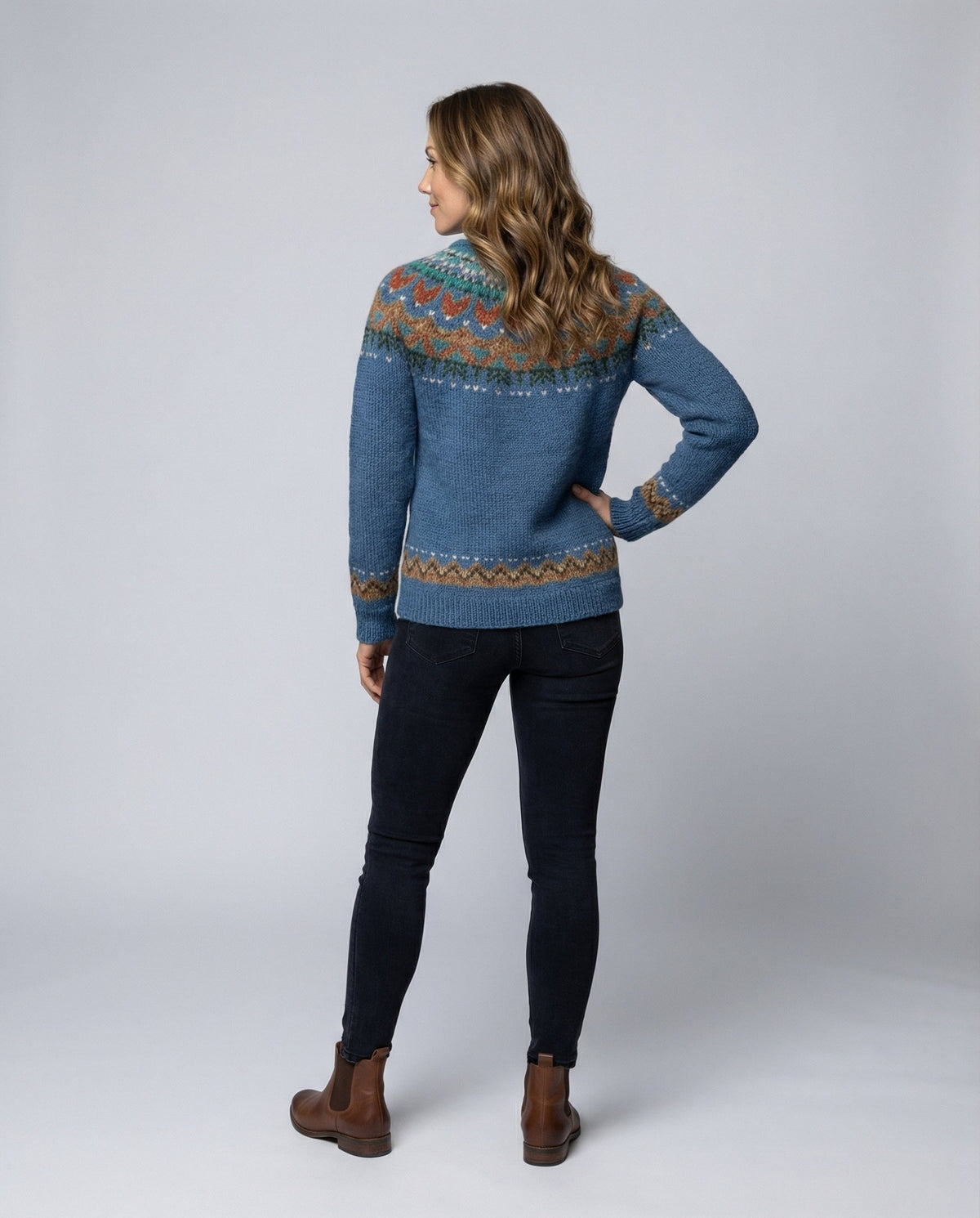 Women's Icelandic Pattern Knit Jumper – Relaxed Fit