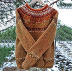 Women's Icelandic Pattern Knit Jumper – Relaxed Fit – Braun