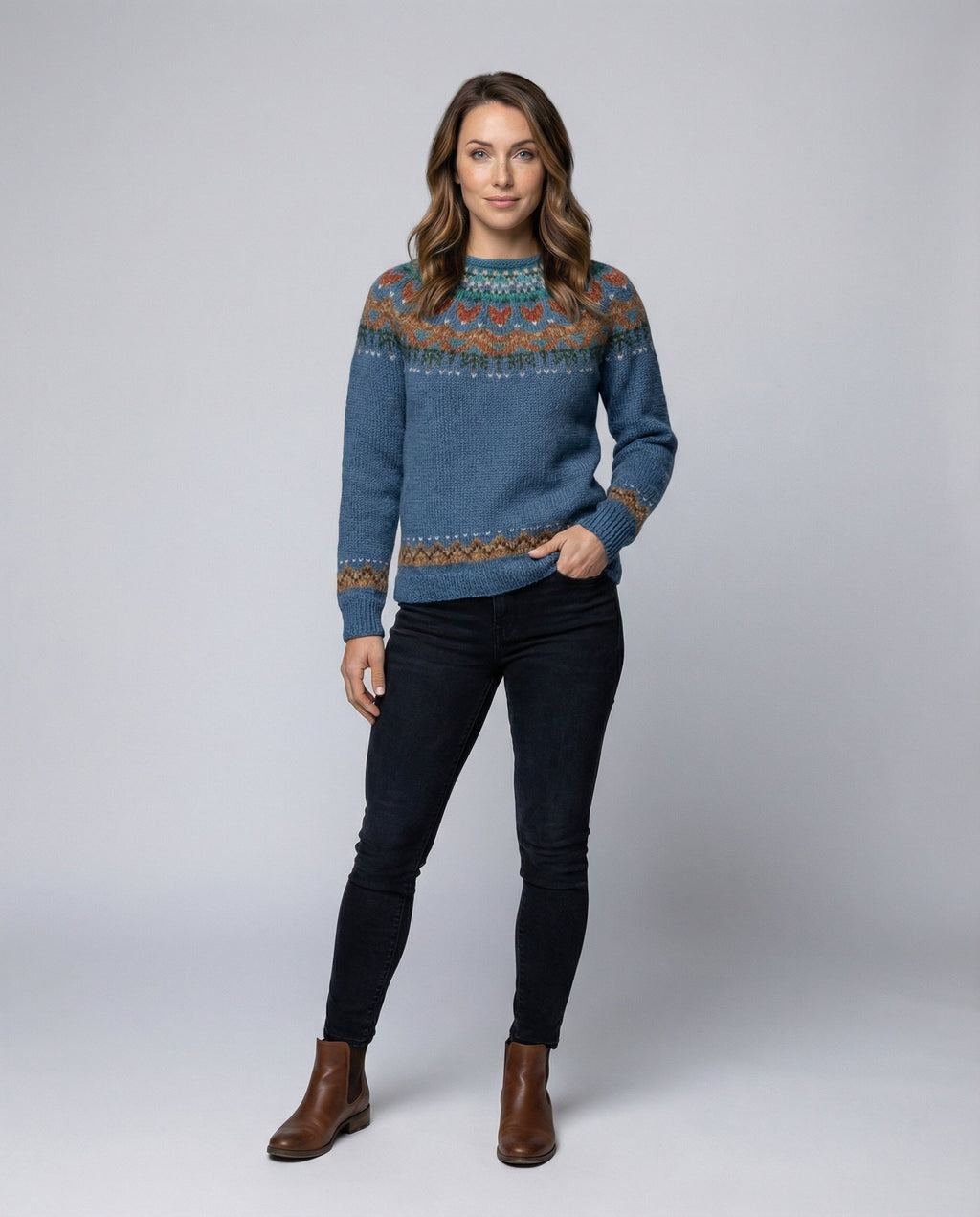 Women's Icelandic Pattern Knit Jumper – Relaxed Fit