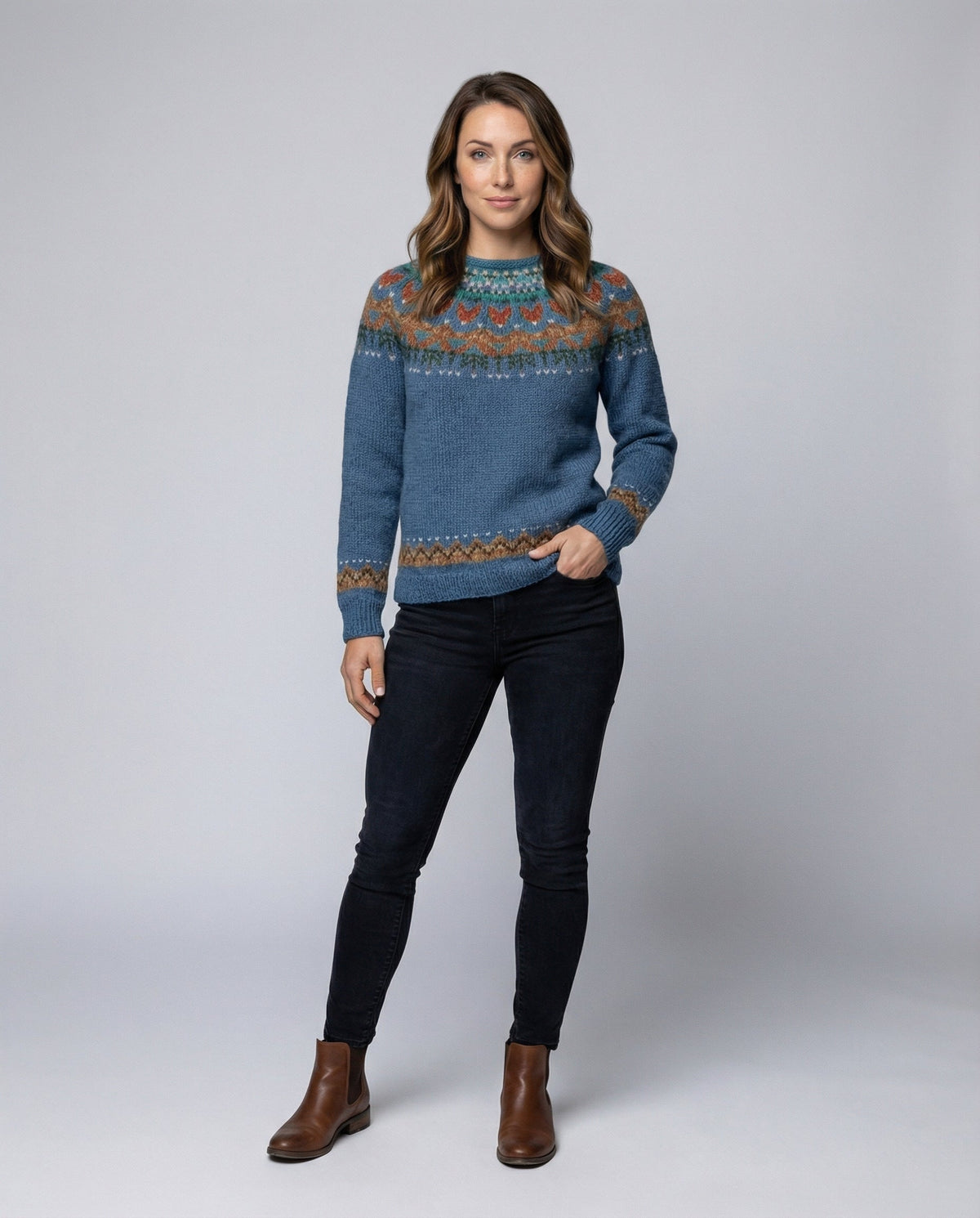 Women's Icelandic Pattern Knit Jumper – Relaxed Fit