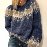 Women's Jacquard Crew Neck Jumper – Warm Winter Knit