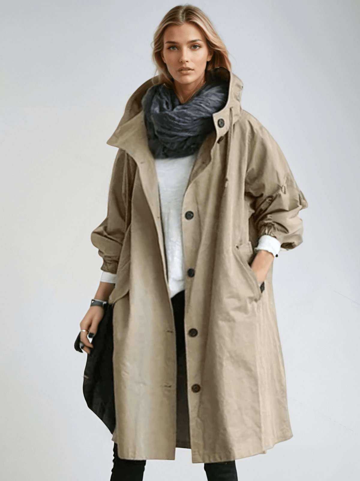 Women's Water-Repellent Trench Coat – Office & Casual – Brown